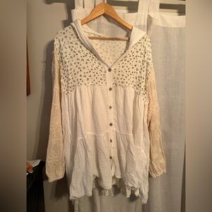 Floral Lace Button-Up Women Top